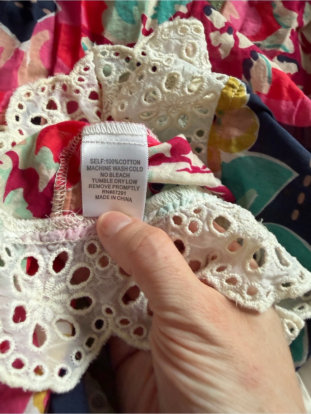Johnny Was Multicolor Floral Crochet Trim Tunic - Picture 4 of 4